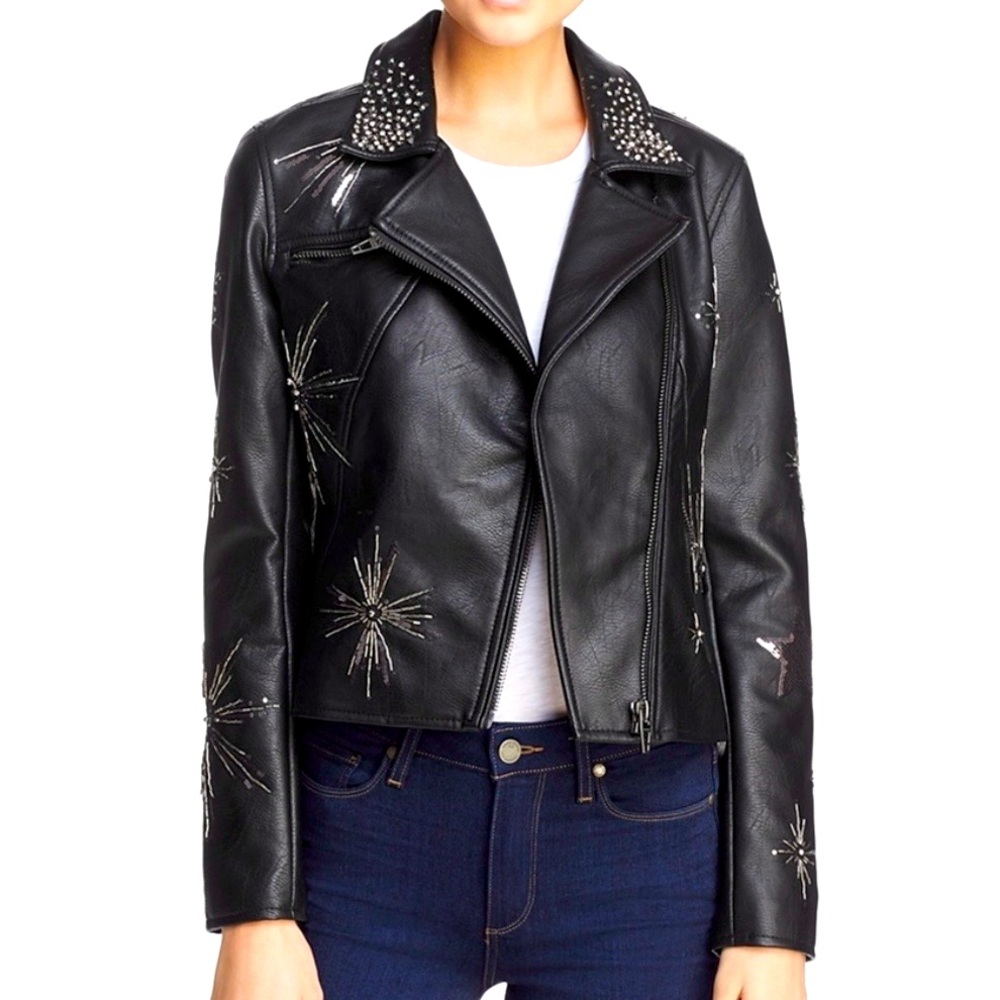 NWT BLANKNYC Embellished Faux Leather Moto Jacket
Size: S